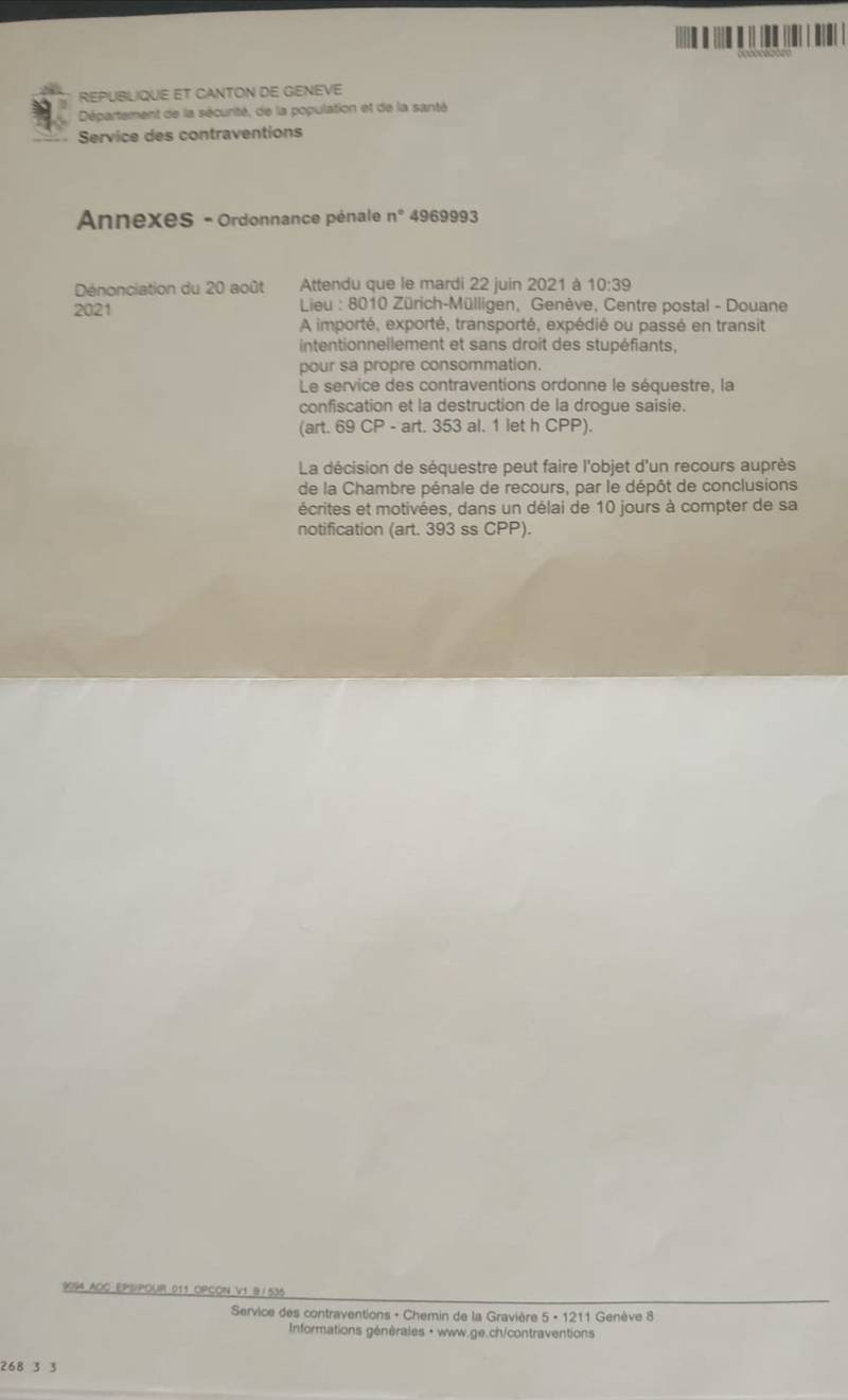 penal order Geneva because of hemp seeds (page 2/2) - CLICK TO ENLARGE